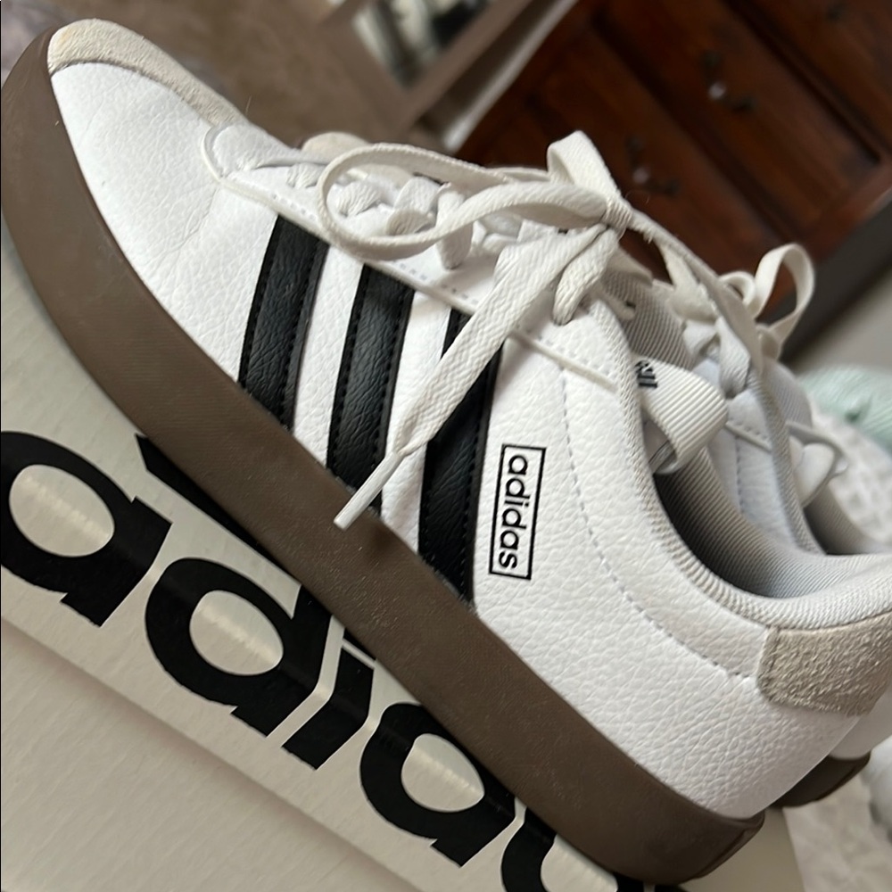 Adidas Women's White and Black Sneakers